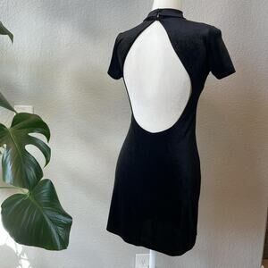 Y2K Black Open Back Mini Dress